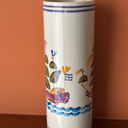 Ceramic vase used with sea theme by artist Tolis