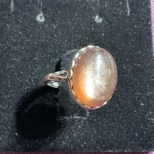 Silver ring one size with authentic Lepidolite stone