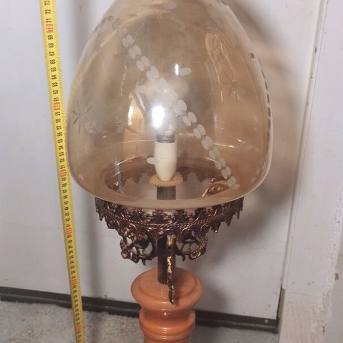 Vintage table and floor lamp like new, crystal, bronze and onyx