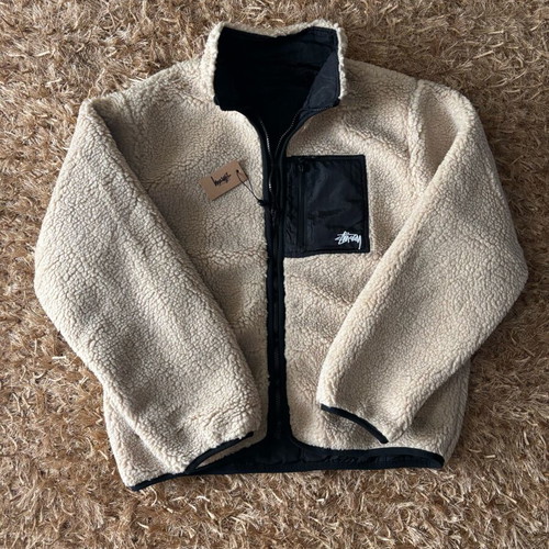 Stussy Sherpa Reversible Jacket new, white, size M