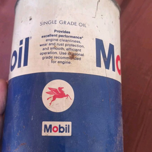 Mobil collectible empty tin box 80s used