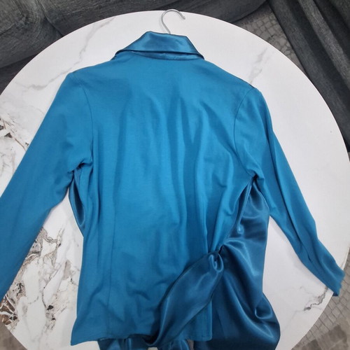 Angelo Psarros Satin Top with Rhinestones Petrol Blue Size 3 like new