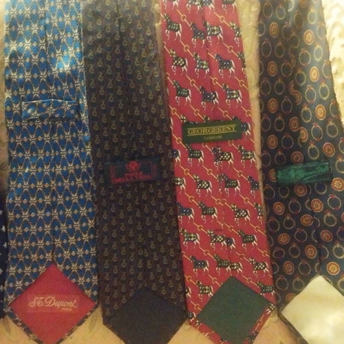 Silk ties set of 7 branded vintage Valentino, S•T•Dupont, made in Italy, used