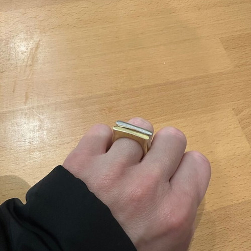 Two rings new, silver and gold plated, size 55-56
