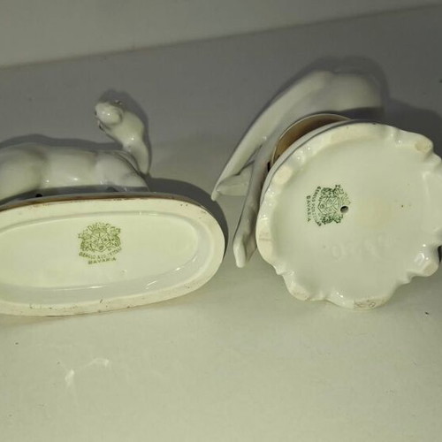 Bavaria Gerold & Co Tettau porcelain set with 2 candlesticks, 2 wall lamps and 2 decorations like new