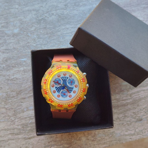 Swatch chrono wristwatch, colorful, new strap and battery