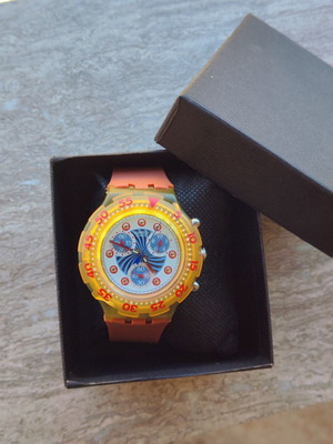Swatch chrono wristwatch, colorful, new strap and battery