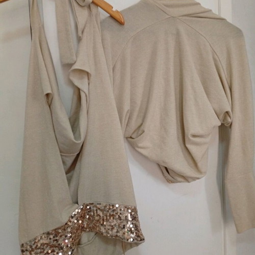 Sequin blouse set gold with bolero like new, M/L