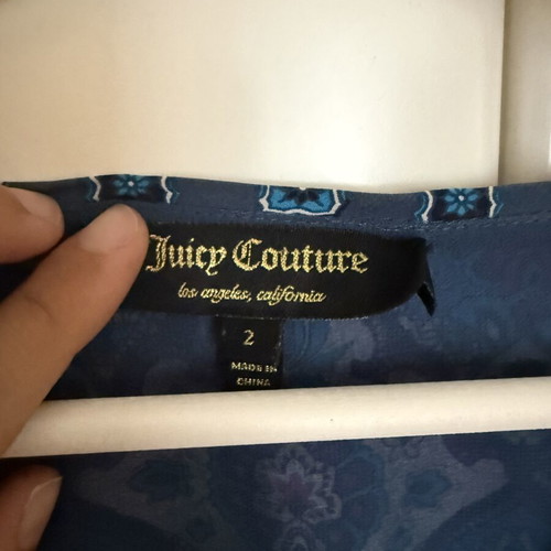 Juicy Couture silk mini dress used, size US 2, blue multicolor