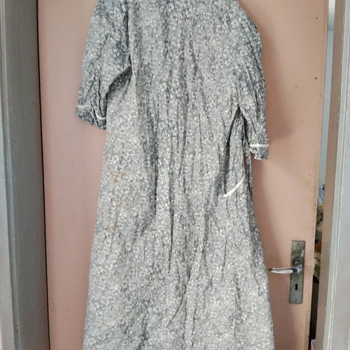 Retro vintage women's cotton papyrus robe used, floral pattern 70s