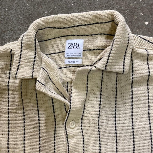 Zara shirt L, beige with black stripes