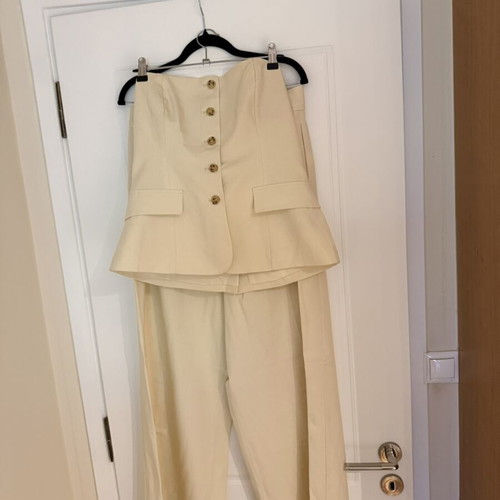Zara strapless vest and pants set new, beige