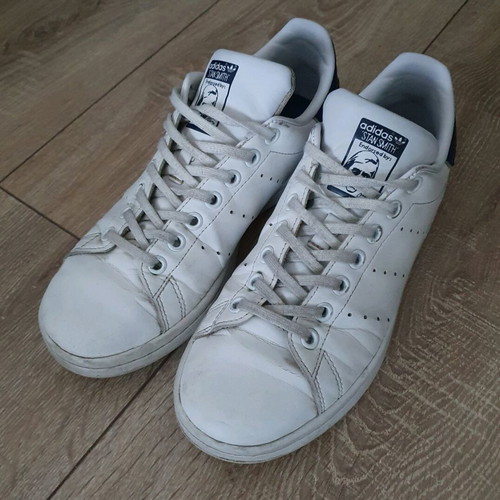 Adidas Stan Smith women's shoes used, size 38, white and blue