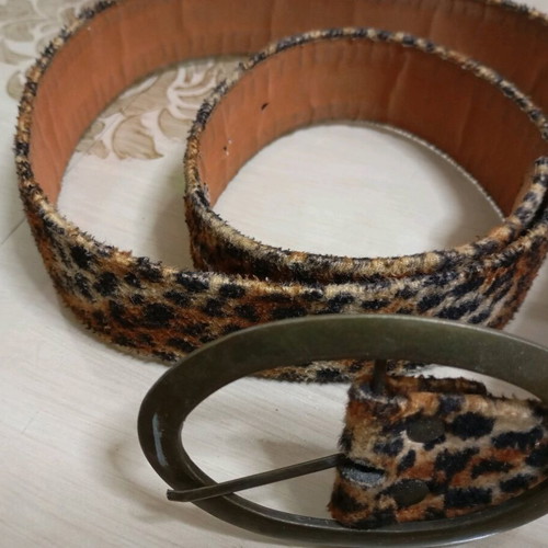 Animal print belt used, 4 cm width, 110 cm length