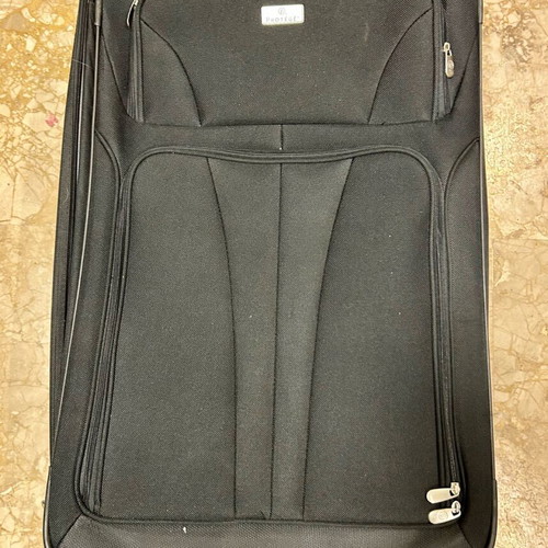 Travel suitcase used, black, dimensions 75x45x25
