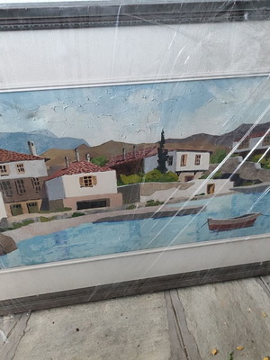 Painting by Manos Sofianos signed, like new, traditional island landscape