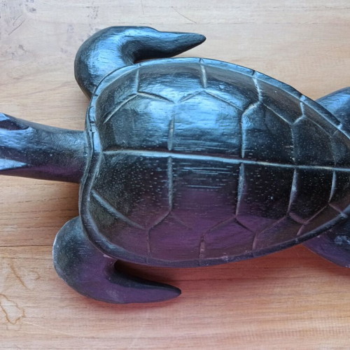 Wooden decorative turtle handcarved, new, 25 cm length