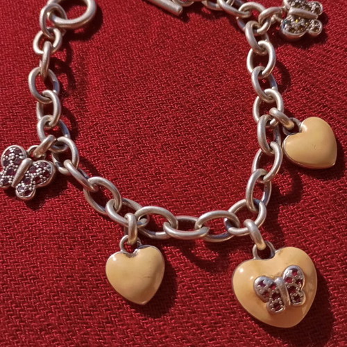 Folli Follie silver vintage bracelet like new with enamel and rubies