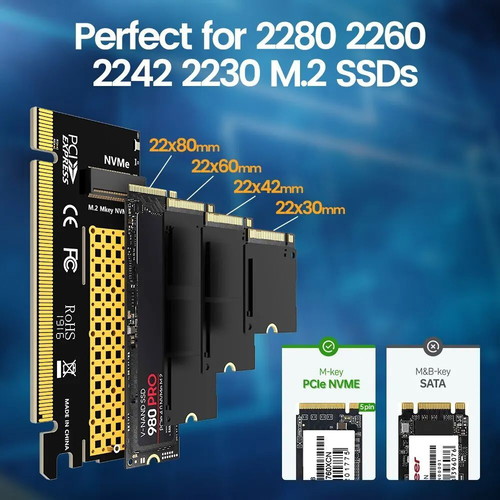 Jeyi M.2 NVME to PCIe X16 adapter PCIe 4.0 Gen4 64 Gbps