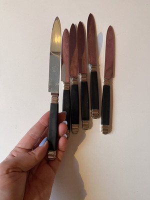 Inox German Stainless Steel Kitchen Knives Set of 6 used, black handle