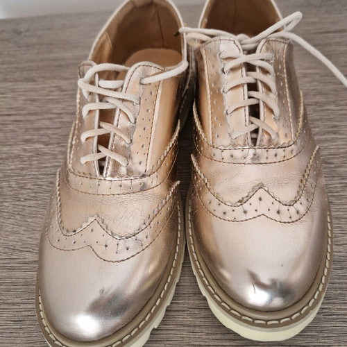 Oxford shoes used in gold color Duchess Collection by Doukissa Nomikou