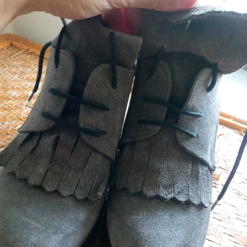 Platform shoes genuine leather size 37 like new, dark gray