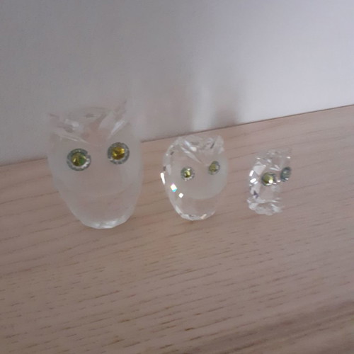 Swarovski owls new, set of 3 (family)