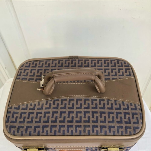 Vintage Europa vanity case used, blue and brown