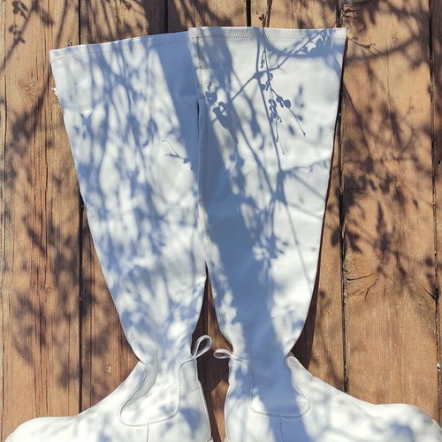 Alta Moda white elastic tall boots used, size 38