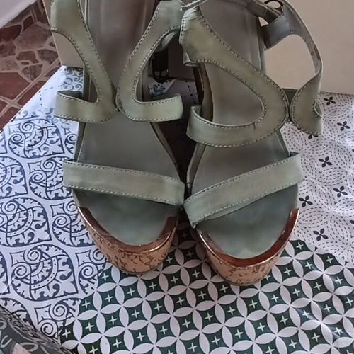 Haralas platform sandals size 37.5 used, turquoise, heel 13cm
