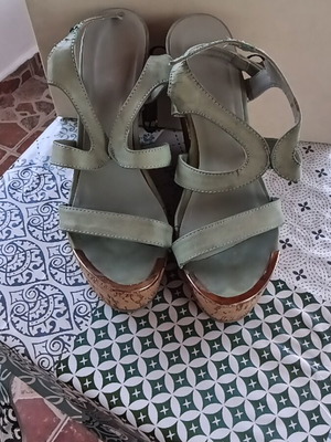 Haralas platform sandals size 37.5 used, turquoise, heel 13cm