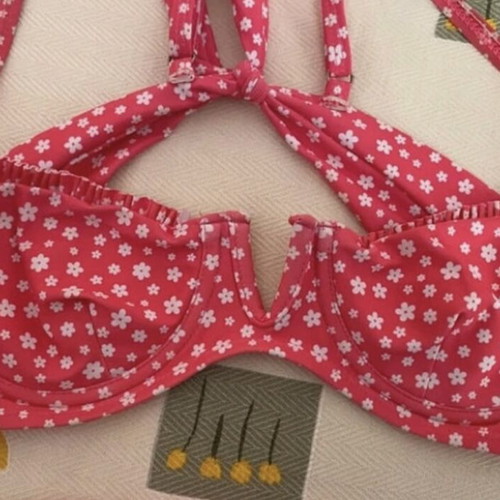 Brazilian bikini set like new, white and pink, size S