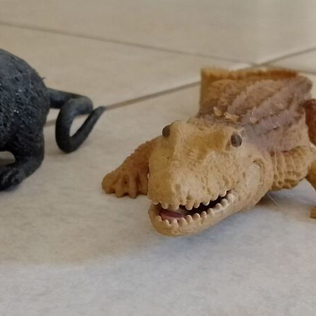 Rubber toy set used, 3 pieces (2 crocodiles and 1 rat)