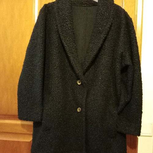 Black bouclé cardigan used with smoking collar and two buttons