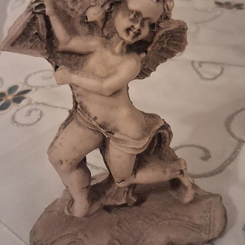 Vintage cherub figurine used, resin decoration