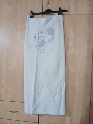 Palamaiki baby piqué blanket like new, white with blue teddy design