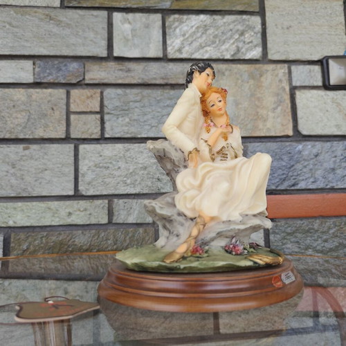 Vintage porcelain statues with wooden base new, made in Germany