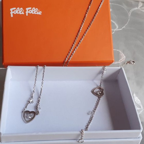 Folli Follie necklace and bracelet set 925 silver with box