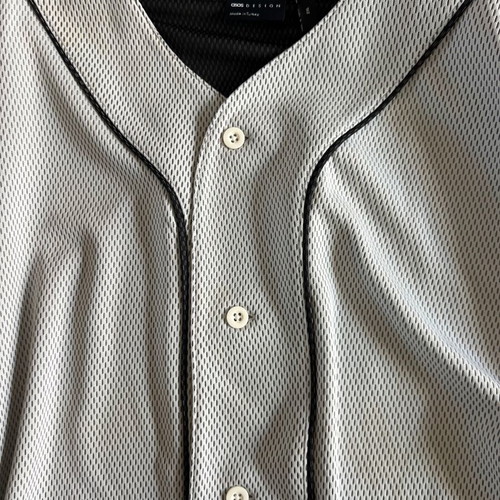 ASOS Design Baseball Jersey Shirt 2XL, grey and black mesh