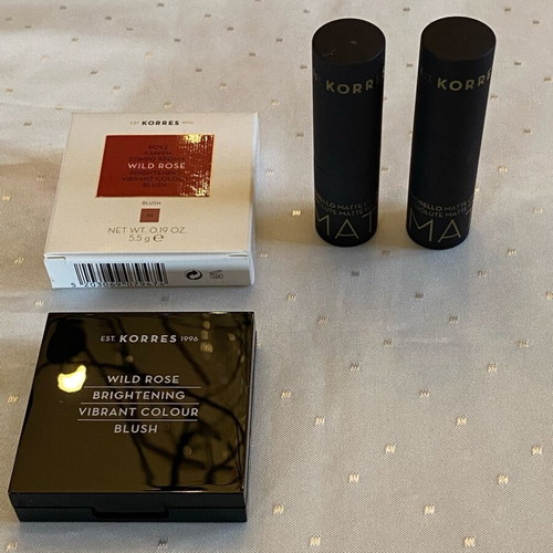 Korres makeup set new with dusty pink blush and matte lipsticks