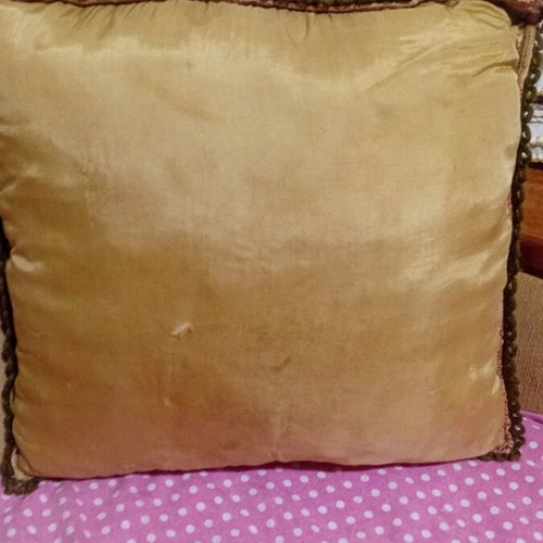 Handmade vintage folk figure pillow used