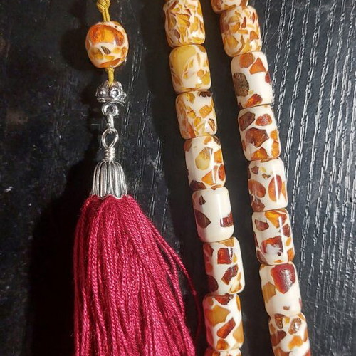 Kompoloi mosaic amber worry beads like new