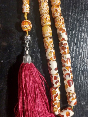 Kompoloi mosaic amber worry beads like new
