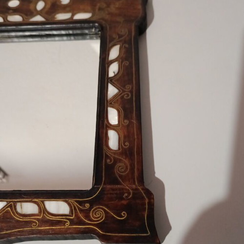 Decorative wall mirror vintage wooden frame like new
