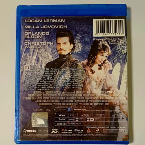 The Three Musketeers 3D Blu-Ray used with Greek subtitles
