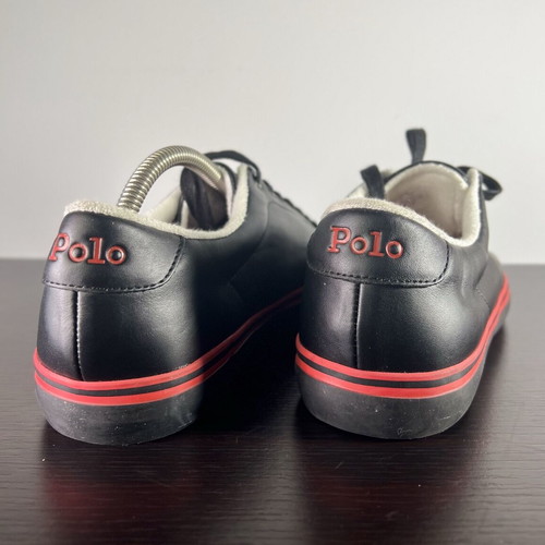 Polo Ralph Lauren Longwood sneakers black leather red stripes like new