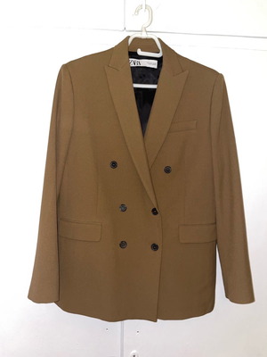 Σακάκι Zara μεταχειρισμένο oversized σταυρωτό καφέ, no small