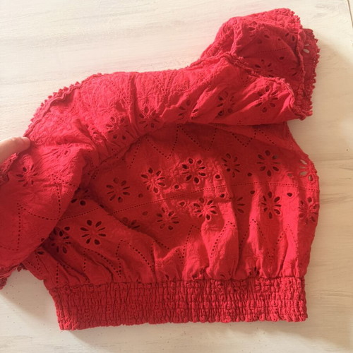Axel one shoulder red crop top, 100% cotton
