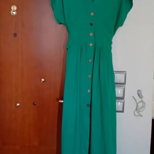 Linen maxi dress emerald green, like new, medium to large