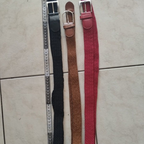 Elastic belts set of 3 adjustable, like new, black and brown